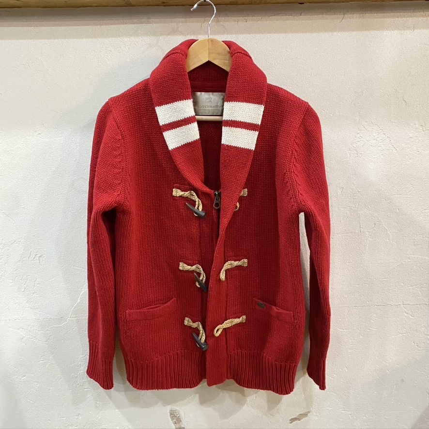SCOTCH&SODA/スコッチアンドソーダ ショールカラーダッフルカーディガン Mサイズ トグルボタン ニットカーディガン アウター レッド USED拍卖