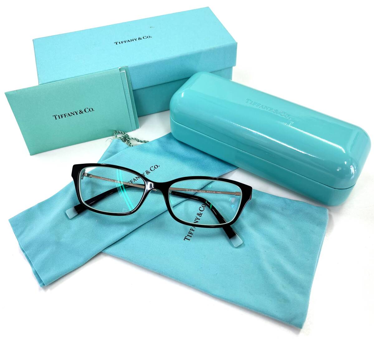 ● TIFFANY&CO ティファニー メガネ Tロゴ ティファニーブルー&ブラック 度付きレンズ 2181-D 8055 53□16 140 ■ 未使用保管品拍卖