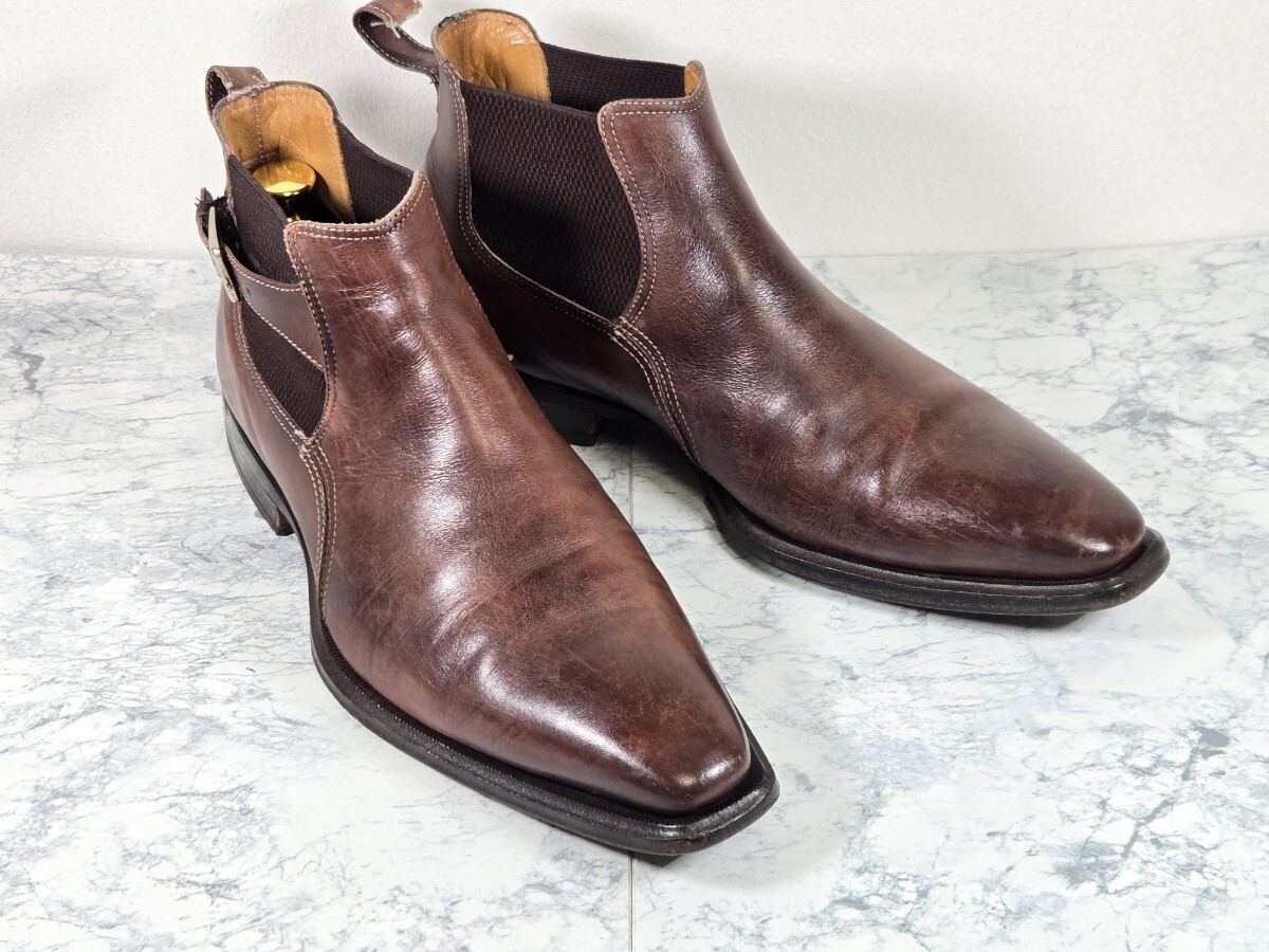 【訳アリ】★Stefano Branchini ステファノブランキーニ★サイドゴアブーツ★約26.0cm★ダークブラウン★メンズ★本革拍卖