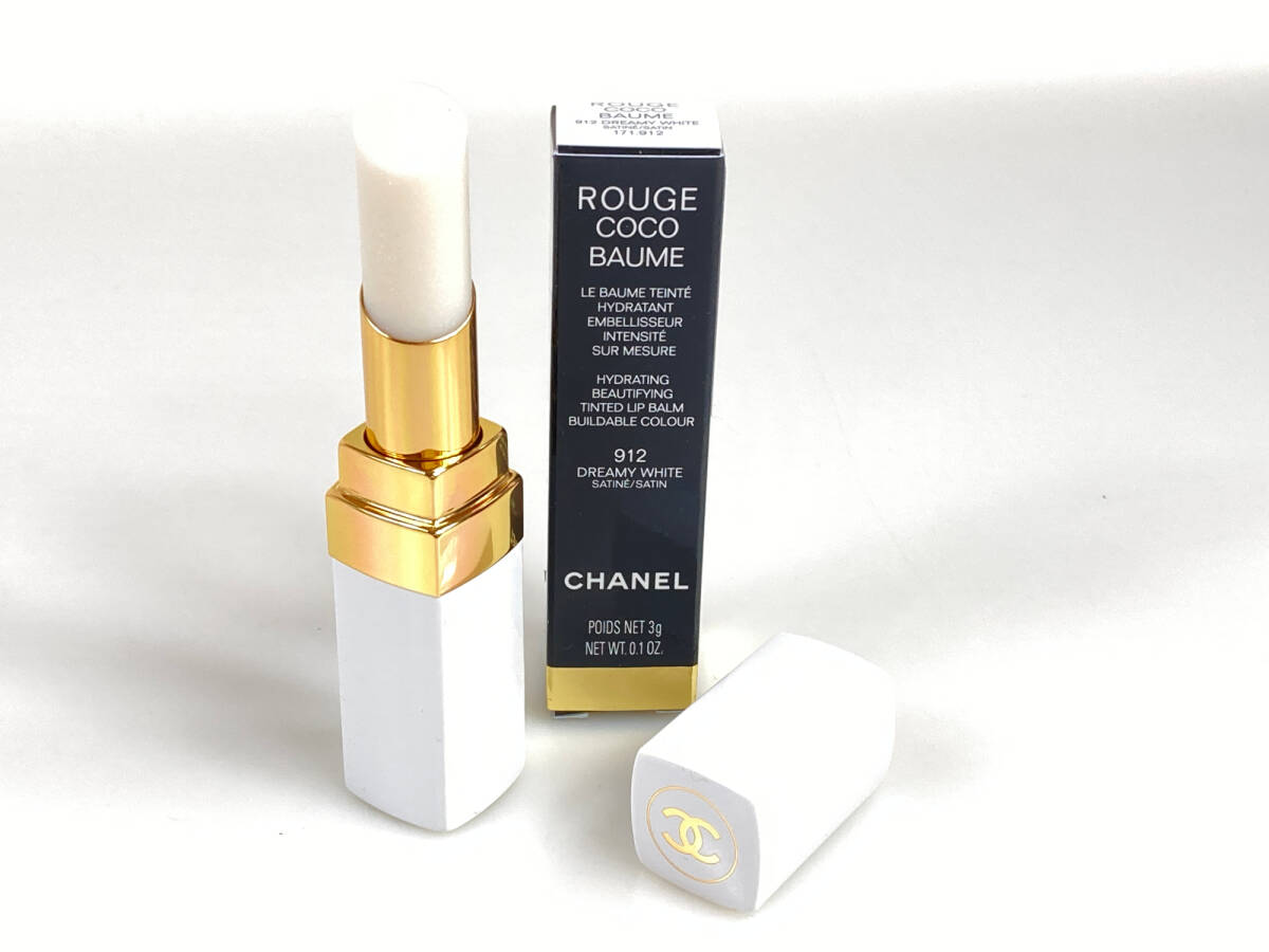 未使用 シャネル CHANEL ROUGE COCO BAUME ルージュ ココ ボーム リップクリーム リップスティック #912/ドリーミー ホワイト KES-3514拍卖