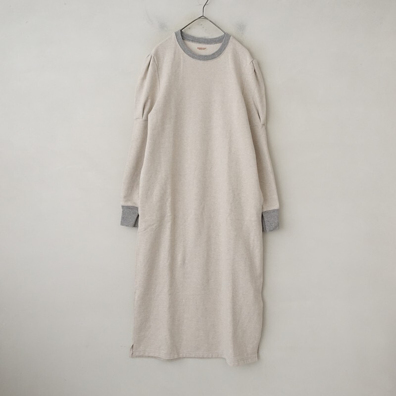 キャピタル KAPITAL *配色リブ裏毛スウェットチキンレッグスリーブワンピース*1パフ袖ポケットスリット綿(2-2601-567)【71B62】拍卖