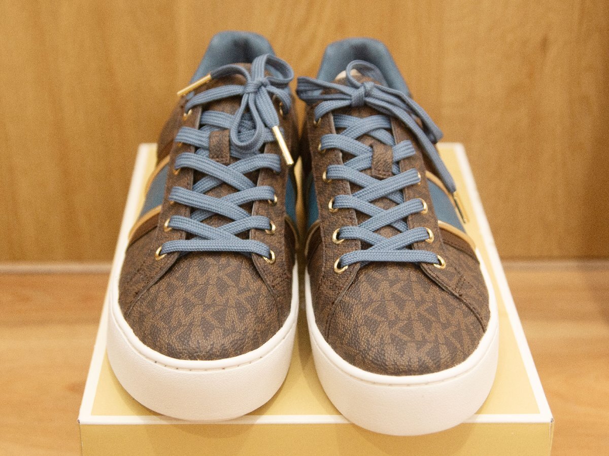 【MICHAEL KORS】マイケルコース POPPY STRIPE LACE UP スニーカー US7.5Mサイズ【美品】拍卖