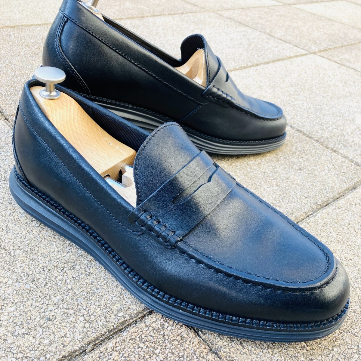 ★極美品★ コールハーン COLEHAAN 7.5 25cm スリッポン シューズ スニーカー 黒BK ブラック オリジナルグランド GRAND コインローファー 拍卖