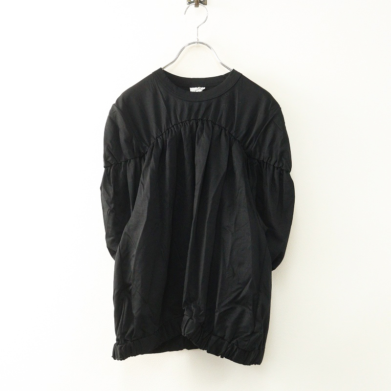 新品 2024 ノワールケイニノミヤ コムデギャルソン noir kei ninomiya ヨークギャザーバルーンカットソー M ブラック┃【2400014822571】拍卖