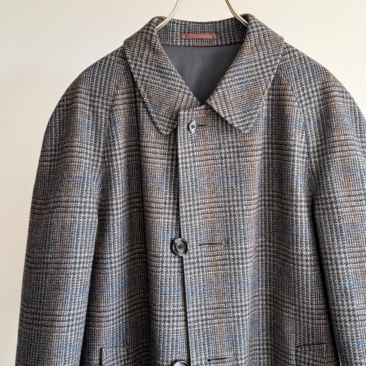 希少《 Mint Condition / 38REG 》70s80s 極上品【 AQUASCUTUM 両面 ウール コットン チェック バルマカーンコート ビンテージ 英国製 】拍卖