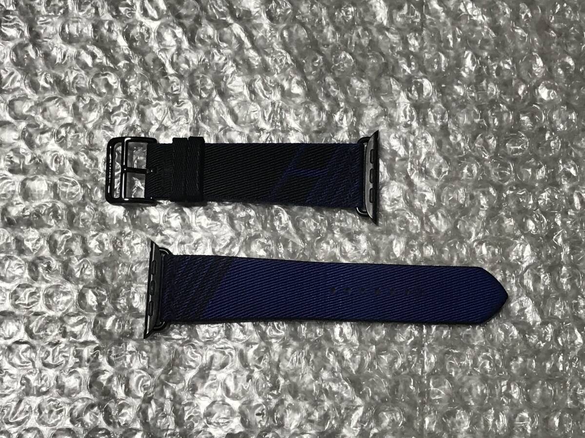 希少 極上美品 Apple Watch Herms 42mm 44mm 45mm 46mmケース用 ジャンピングシンプルトゥールストラップ 黒/ブルーサフィール拍卖