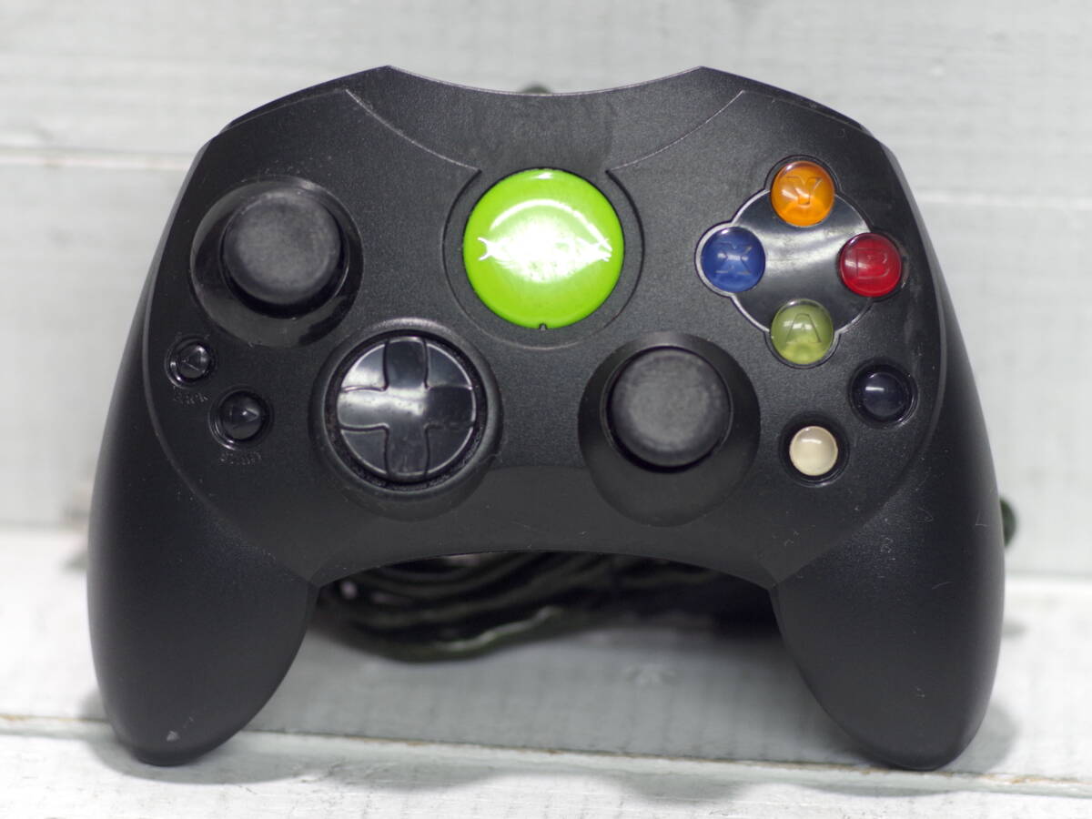 M14365【XBOX】初代コントローラー 通電チェック簡易動作チェックOK!! クイックリリースコネクタ 変換ケーブル付き 60サイズ拍卖