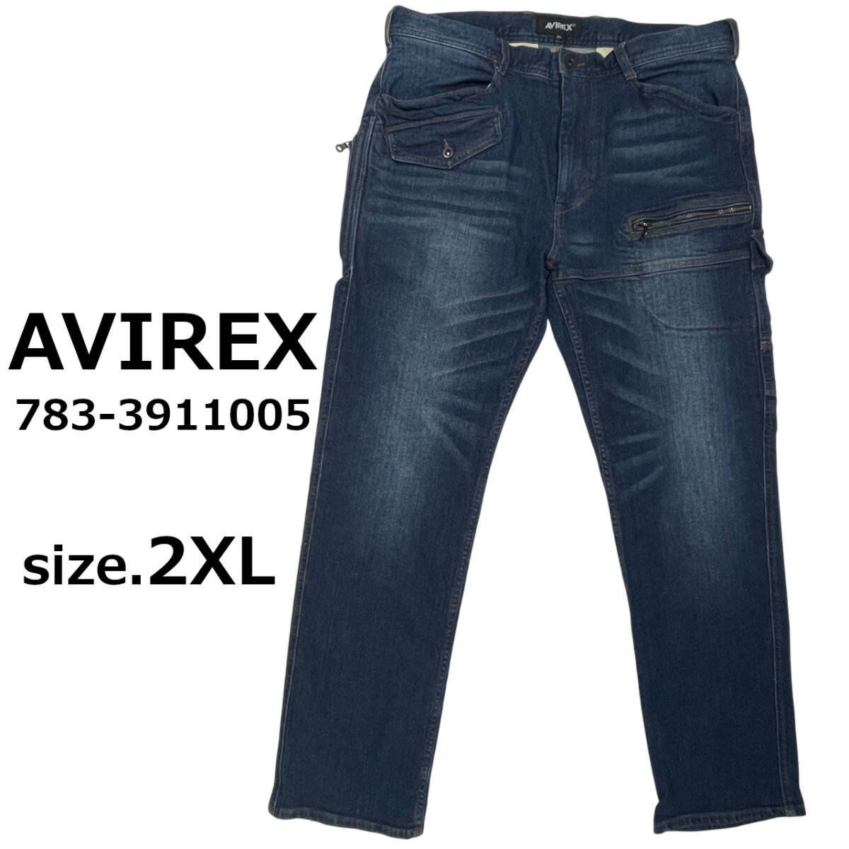 AVIREX デニム カーゴパンツ size.2XL (約97cm W38相当) 大きいサイズ アヴィレックス ストレッチ ミリタリー パンツ TSI 上野商会拍卖