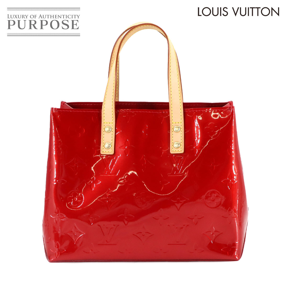 美品 ルイ ヴィトン LOUIS VUITTON ヴェルニ リード PM ハンド バッグ レザー ポムダムール M91990 ゴールド 金具 90309893拍卖