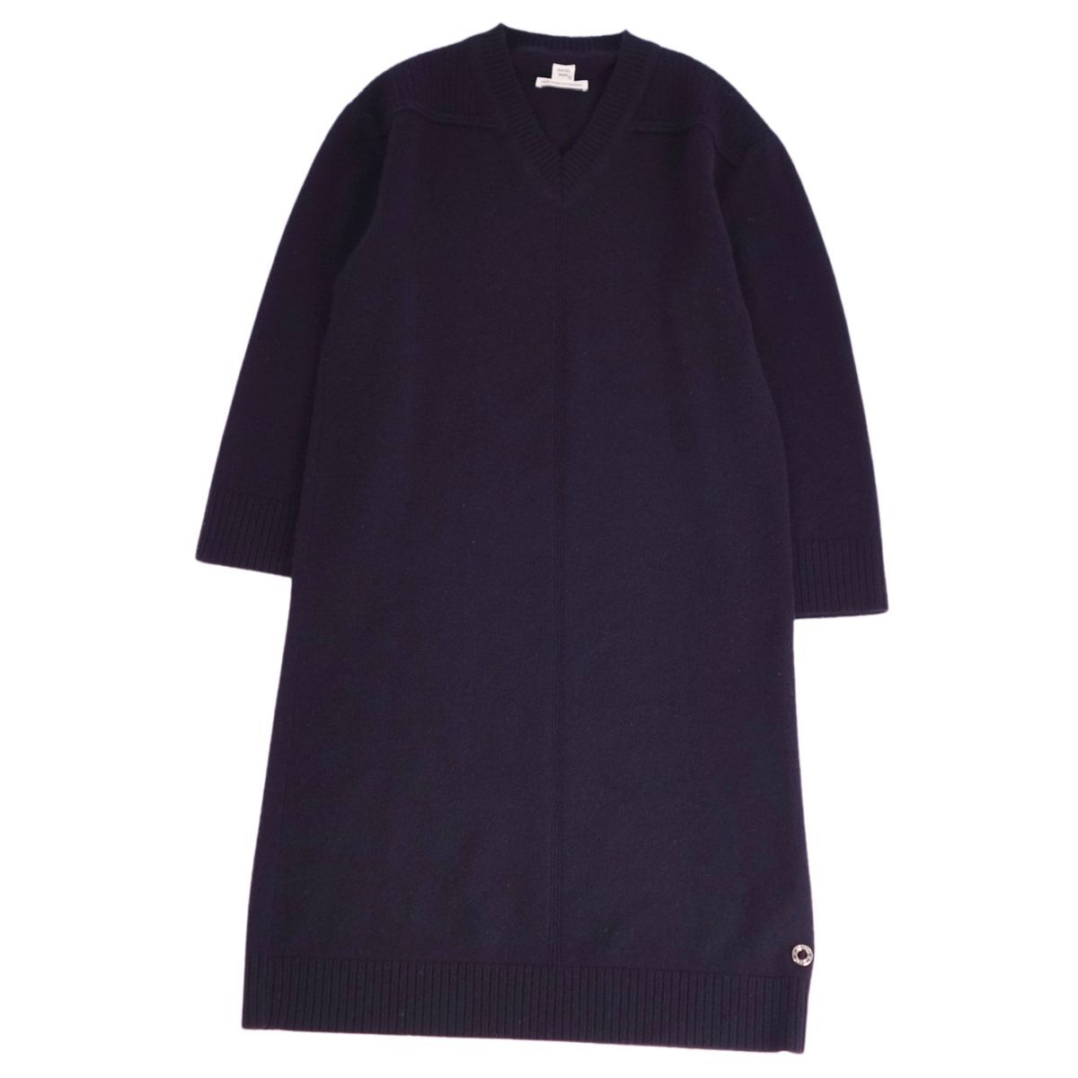 極美品 エルメス HERMES ニット セーター ワンピース セリエ カシミヤ100% 無地 トップス レディース 36(S) ネイビー ce06dd-rm10f13335拍卖