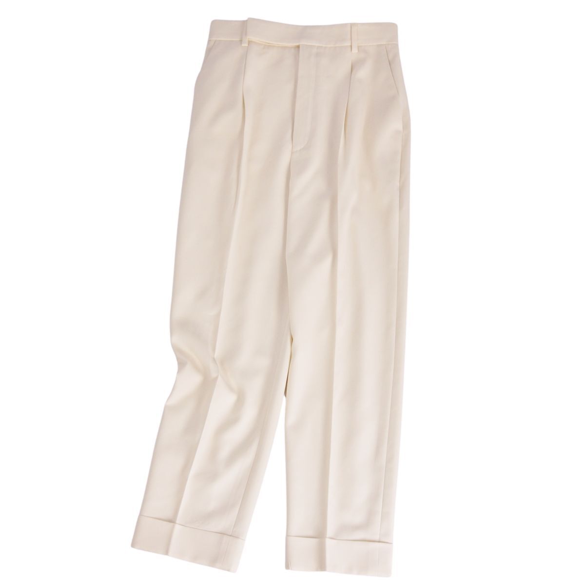 極美品 サンローラン パリ SAINT LAURENT PARIS パンツ 2022 ロングパンツ ウール ボトムス レディース 36(S)アイボリー ce11od-rm07e34458拍卖