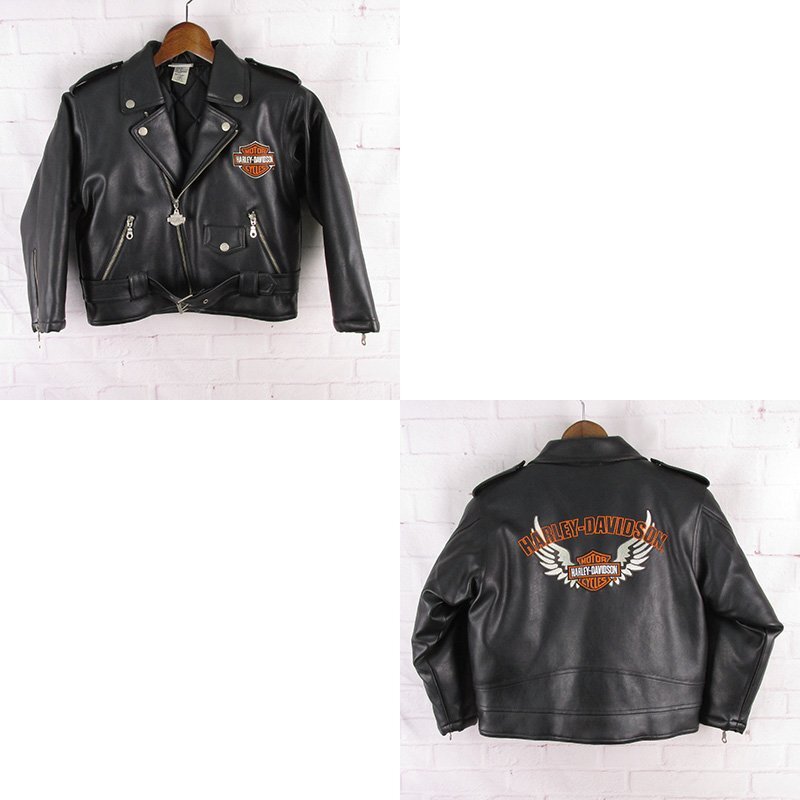 MFJ29062 HARLEY DAVIDSON ハーレーダビッドソン キッズ ダブルライダースジャケット 7 美品拍卖