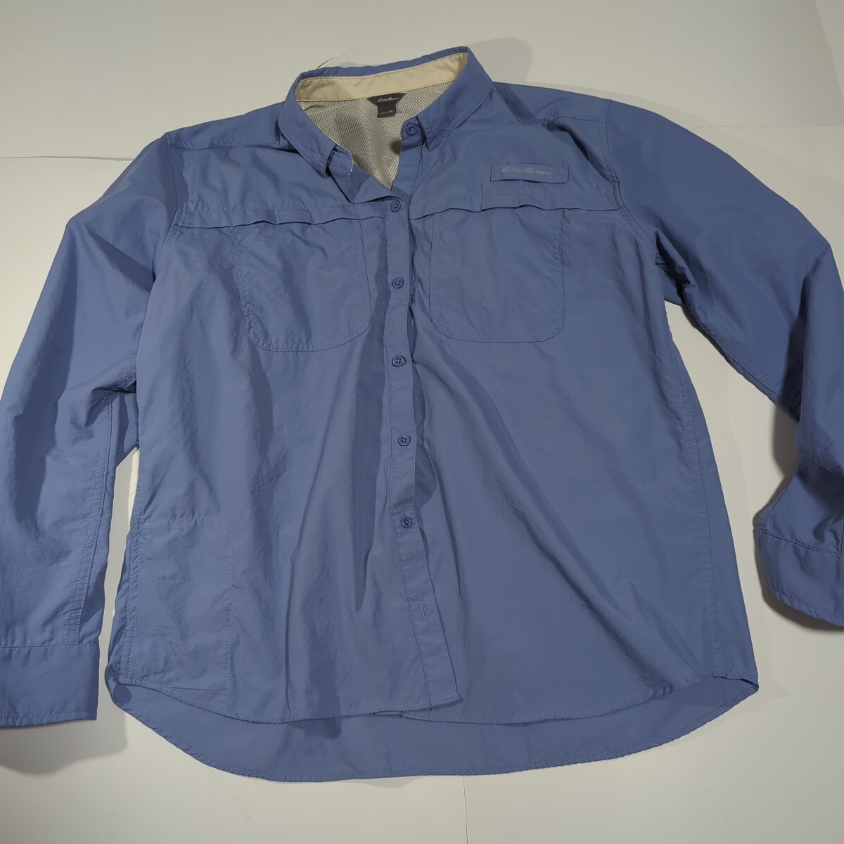 ☆エディー・バウアー 長袖 シャツ フィッシングシャツ アウトドア XLサイズ キャンプ ブルー 水色 拍卖