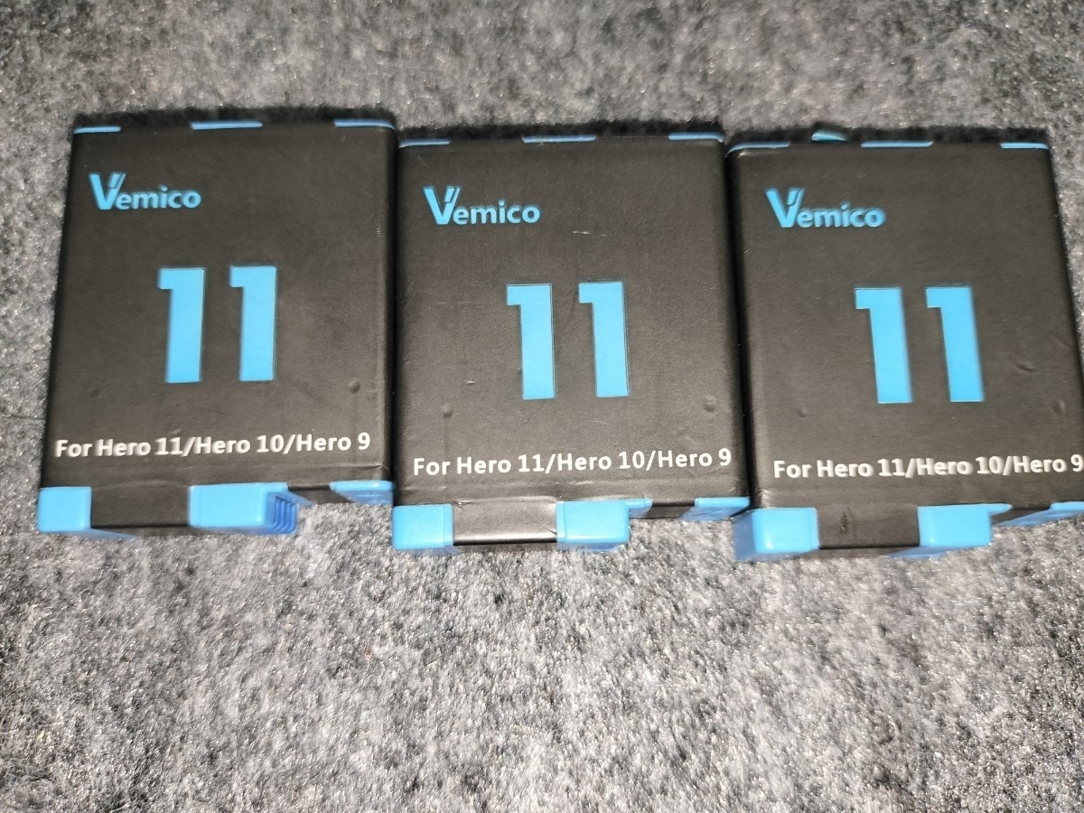!3個セットVemico Hero 11バッテリー Hero9/Hero10/Hero11、 ヒーロー11GoPro予備バッテリー 、ゴープロ拍卖
