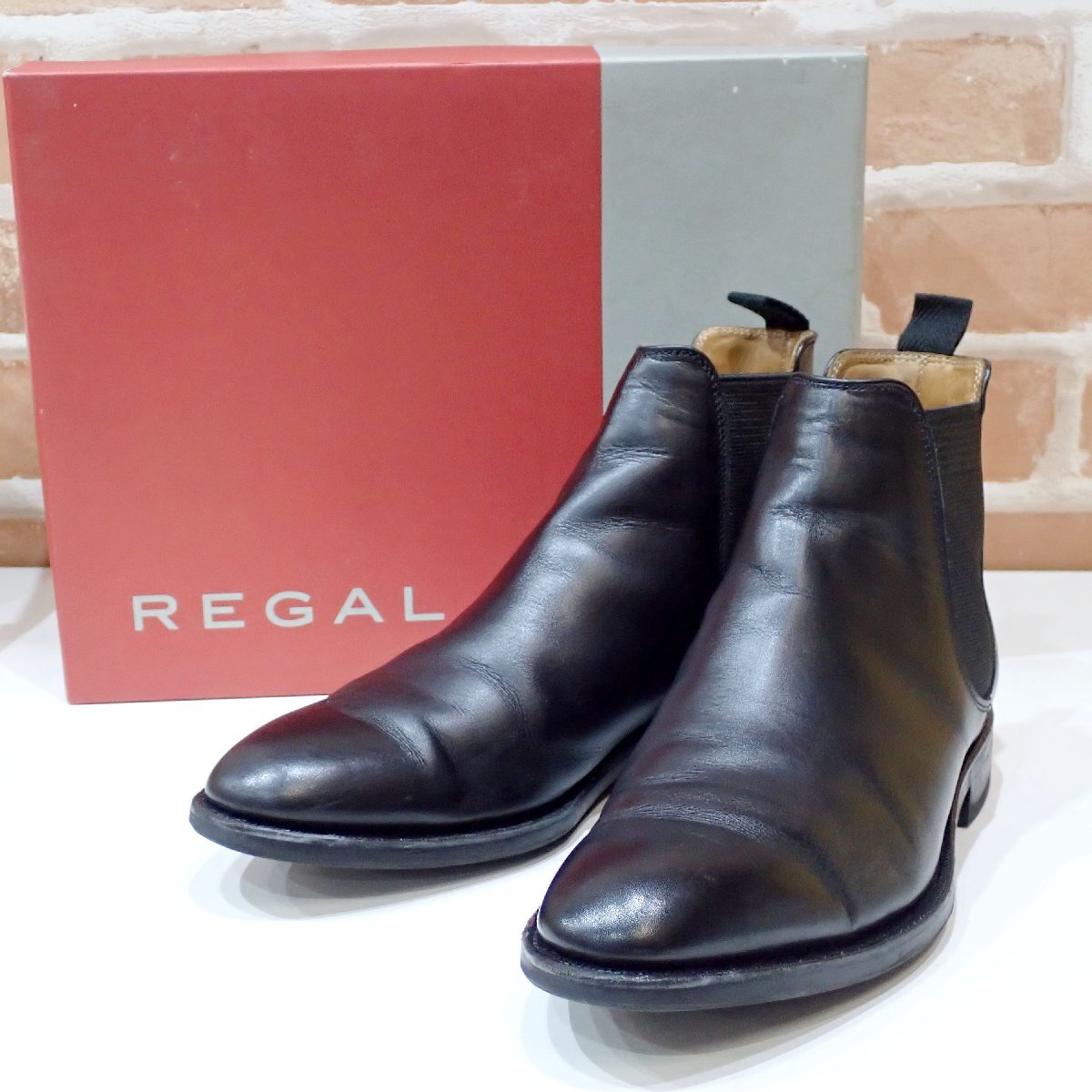 1405 美品 REGAL リーガル サイドゴア ブーツ 24.5cm ブラック系 日本製 ラバーソール 革靴 メンズ made in Japan拍卖