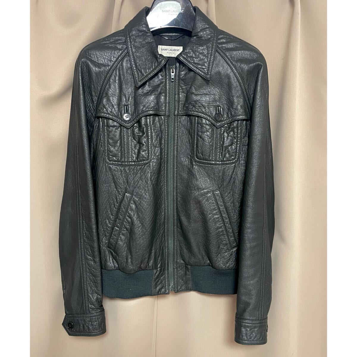16AW サンローランパリ 70’s シングルレザージャケット 44 エディスリマン レザーライダース SAINT LAURENT Paris拍卖