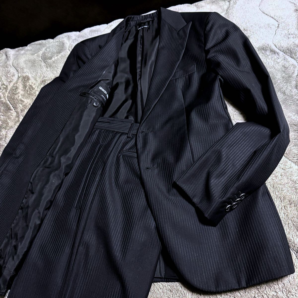 国内正規 極美品 GIORGIO ARMANI ジョルジオ アルマーニ シングル スーツ シャドーストライプ MADE IN ITALY 拍卖