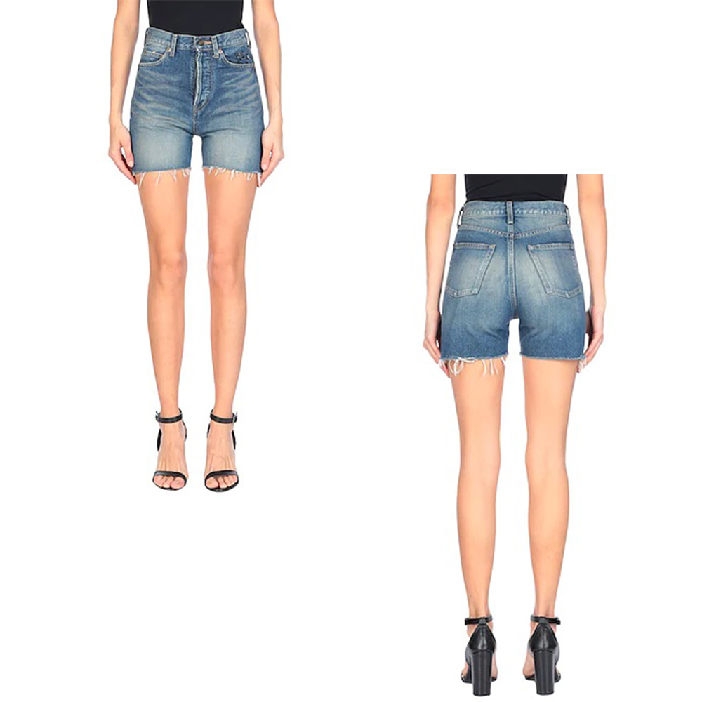 サンローランパリ SAINT LAURENT デニム ショートパンツ ブルー 26インチ レディース拍卖