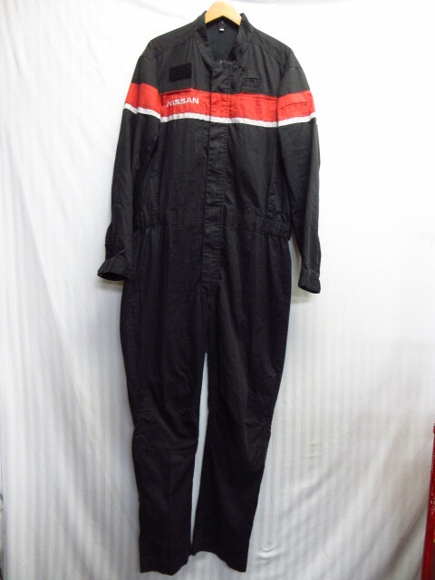 NISSAN 日産 長袖つなぎ メンズ3L XXL 黒 超ビッグサイズ オールインワン カバーオール オーバーオール 車メーカー 作業着ウエア 02252拍卖