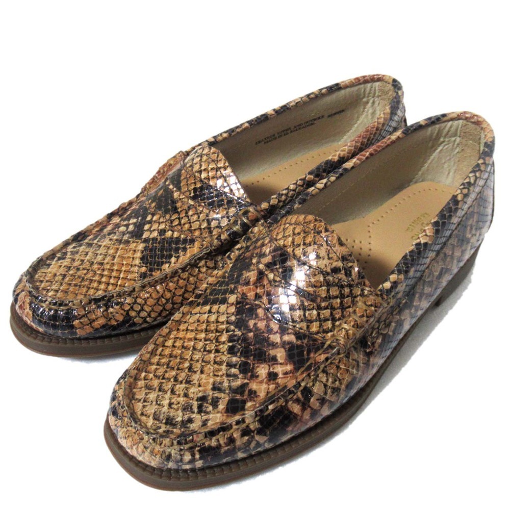 未使用 G.H.BASS&CO. WEEJUNS ジーエイチバス ウィージャンズ パイソン柄 コインローファー サイズ6.5 24cm相当 ベージュ系拍卖