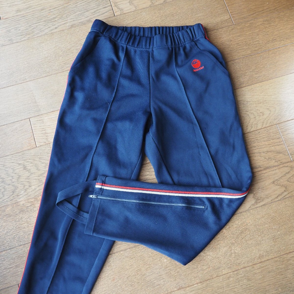 **ビンテージ ジャージ** ASICS アシックス RECOEDER トレーニング パンツ 76 ネイビー・紺 LD-265拍卖