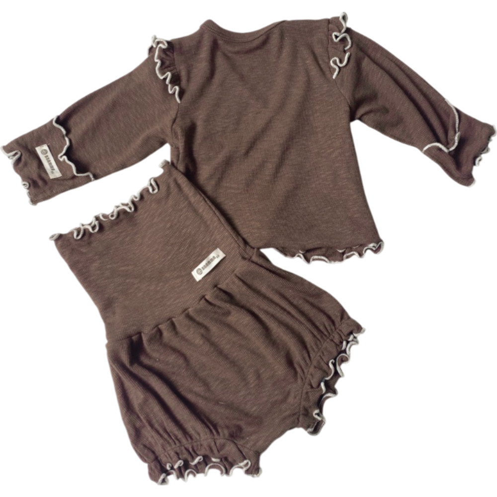 ☆ ダークブラウン ☆ 66cm ☆ セレモニードレス ベビー 2点セット ベビー服 長袖 2点セット トップス ズボン ボトムス 子供服 子ども服拍卖