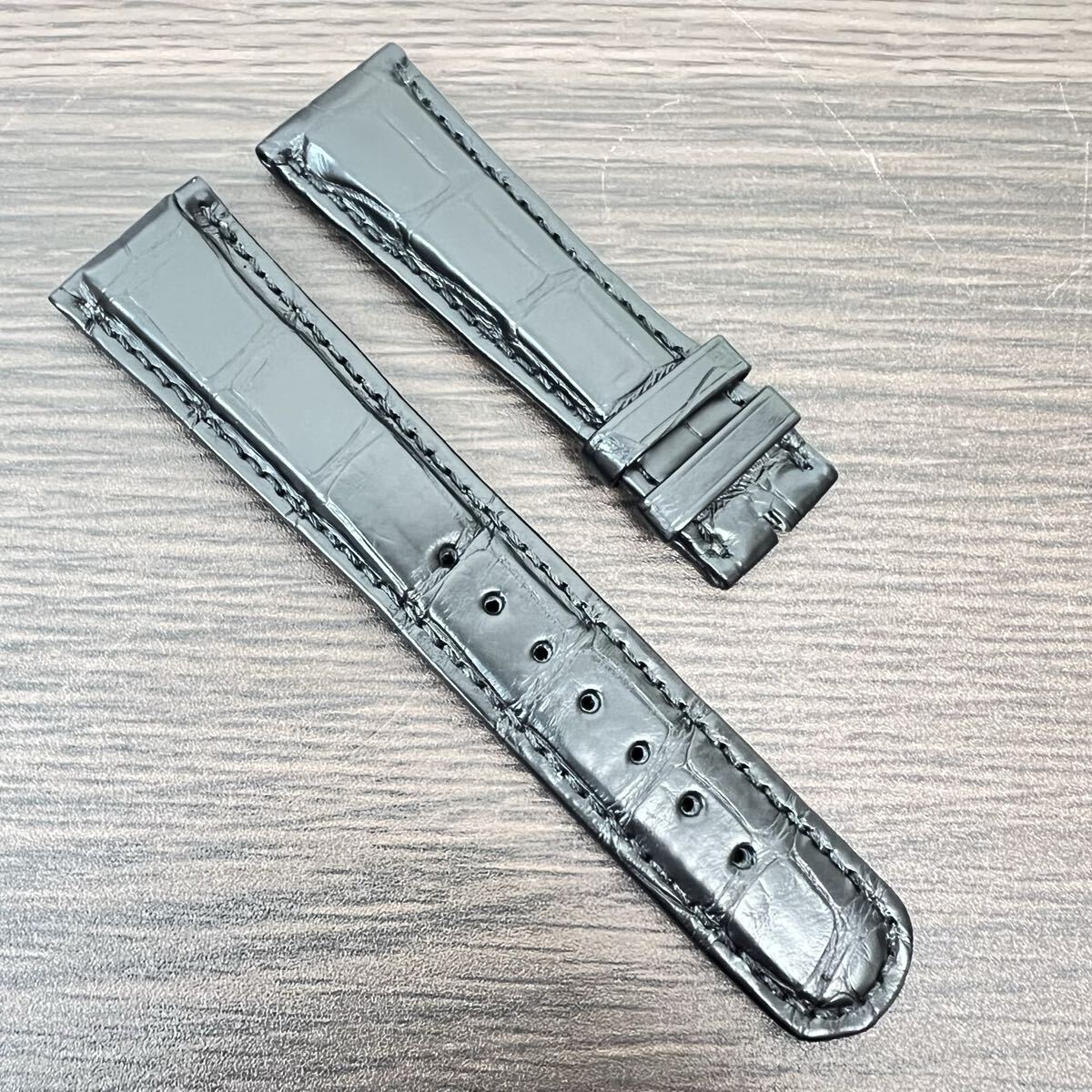 149 未使用 ランゲ&ゾーネ クロコ アリゲーター ベルト レザー 革 バンド ストラップ ブレス 純正品 ブラック 黒 22mm 18mm LS ランゲ1拍卖