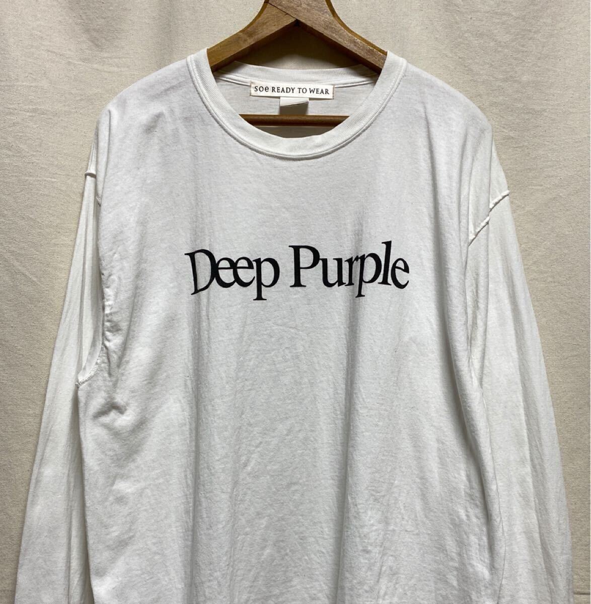 SOE READY TO WEAR プリントTシャツ ホワイト 2 Deep Purple 長袖Tシャツ ロンT ソーイ コットン拍卖