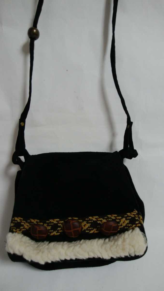 再々値下げ!未使用!カバン ショルダーバック Pleiadeのバック 可愛いデザイン オシャレな黒スエード素材 マチ広い 約横20縦15マチ9拍卖