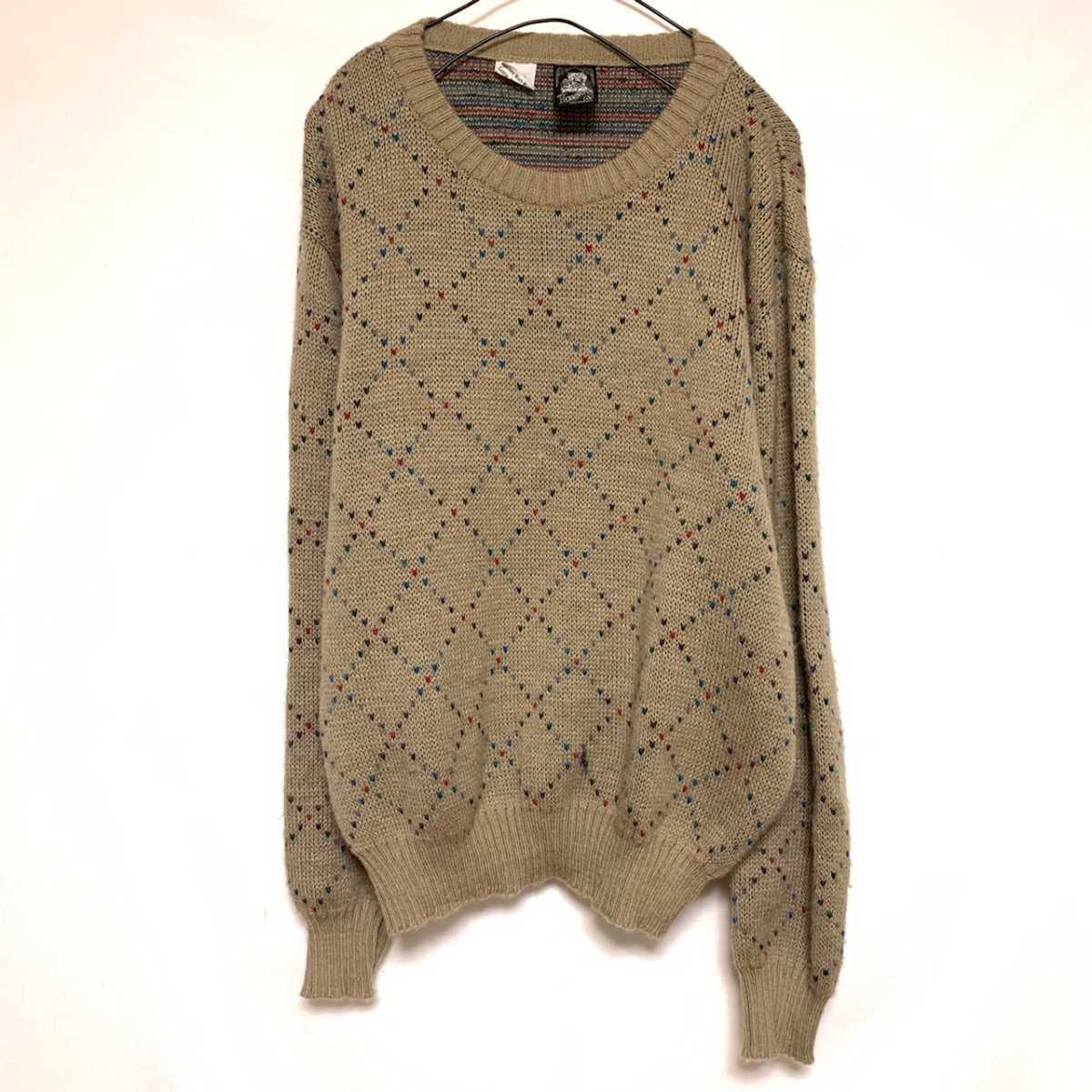 80s KENNINGTON ケニントン セーター アーガイル ベージュ 拍卖