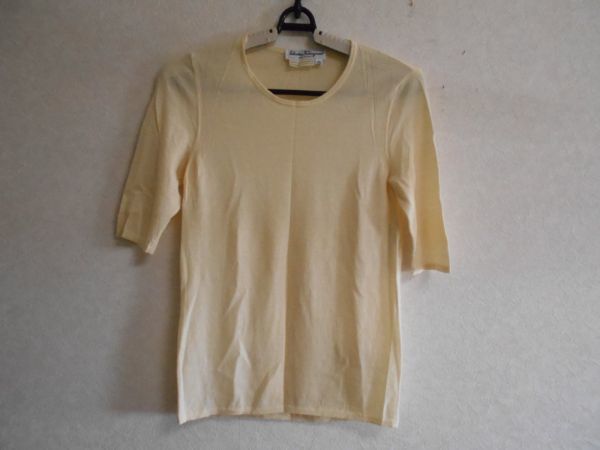 ★フェラガモ★半袖ニット*アイボリー*sizeS拍卖