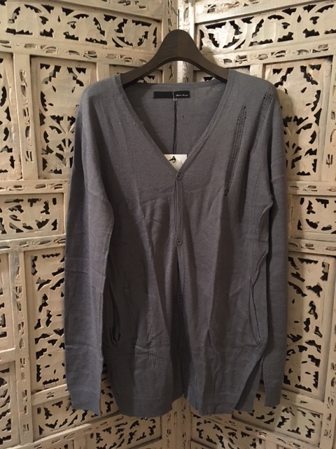 Harlem Rpunge ダメージ加工ニットカーディガン チャコール L拍卖