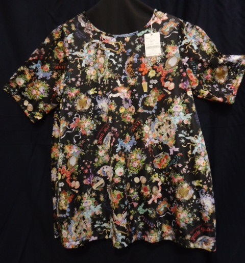 半袖Tシャツ M~L寸 BL色 ☆Tunic リトルローゼス☆ プリント ポリエステル100% 8329C拍卖