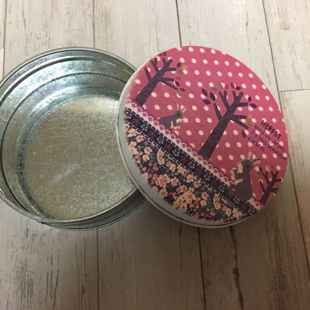 ♪アンティークスタイル ラウンド缶S No2 フォレストラビット 小物入れ拍卖