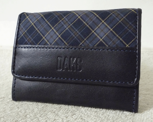 良品 ダックス DAKS ネイビー ネイビー、グレー系チェック柄 定期入れ 名刺入れ カードケース 小銭入れ コインケース拍卖