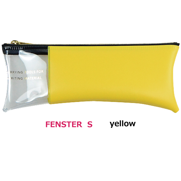 ペンケース FENSTER S イエロー おしゃれ かわいい 透明 日本製 コンパクト カラフル ファスナーペンケース 筆箱 筆入れ ネコポス拍卖