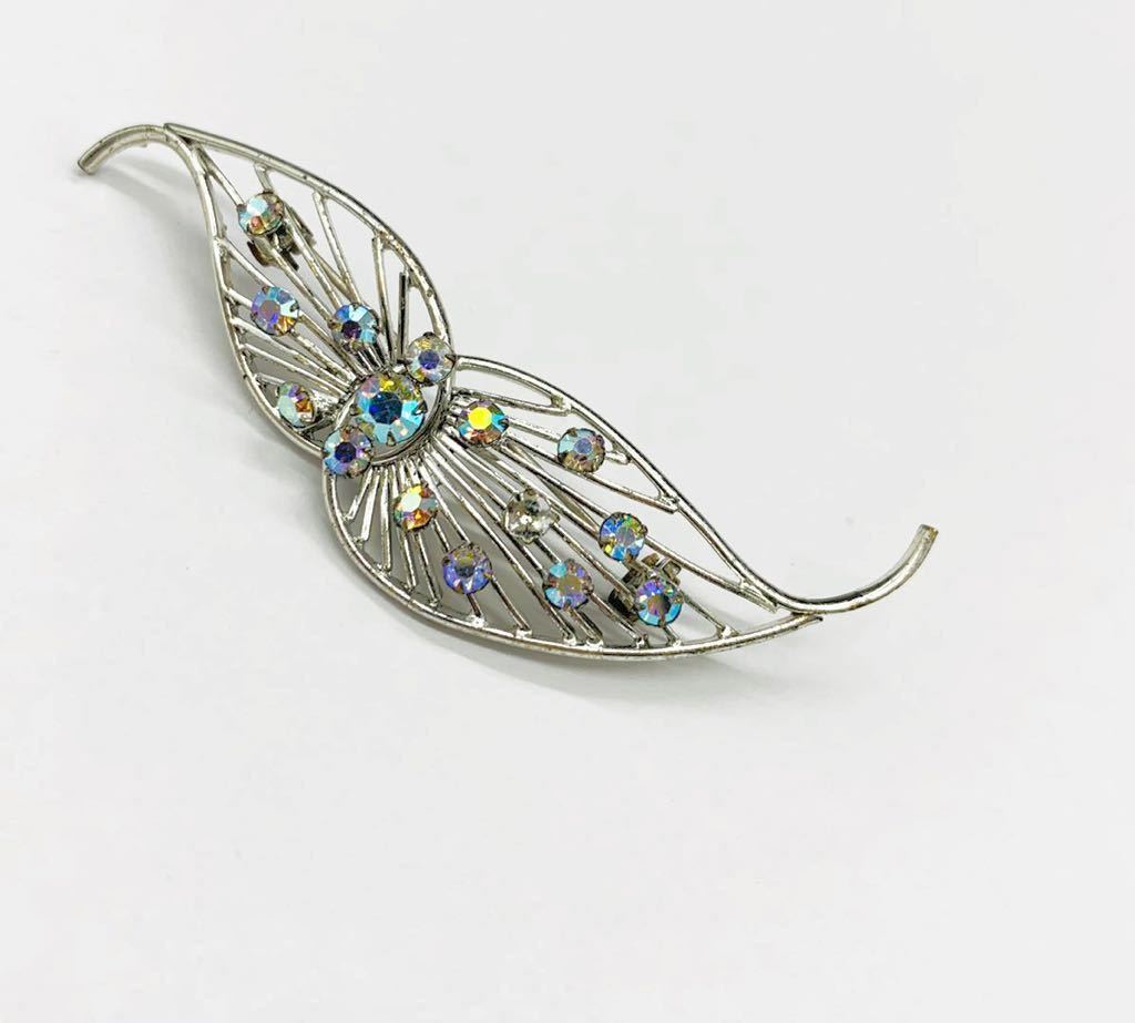 【USED】ヴィンテージ オーロラ ビジュー レトロモダン シルバー系 ブローチ拍卖