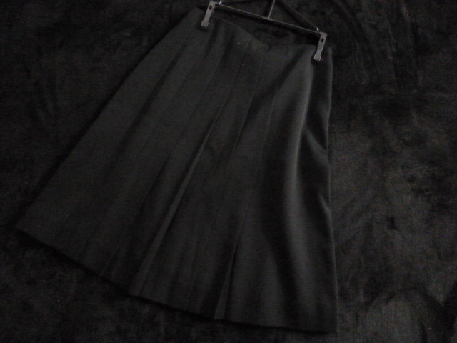 LE CIEL BLEU/ルシェルブルー△黒ウール素材フレアープリーツスカート38/膝丈ブラック△SK128拍卖