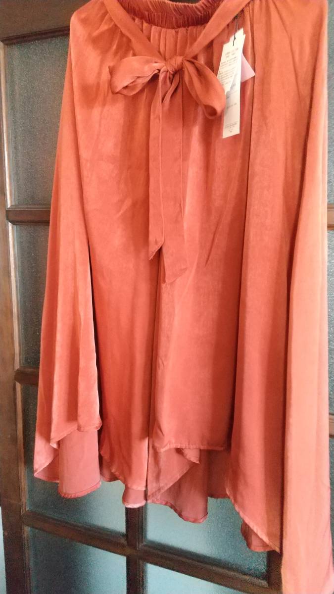 Mサイズ!光沢ツルツル素材!ヒラリ!ヒラリ!エレガントスカンツ!ウエストゴム!楽チン!新品!タグ付き!アウトレット品!濃橙色!拍卖