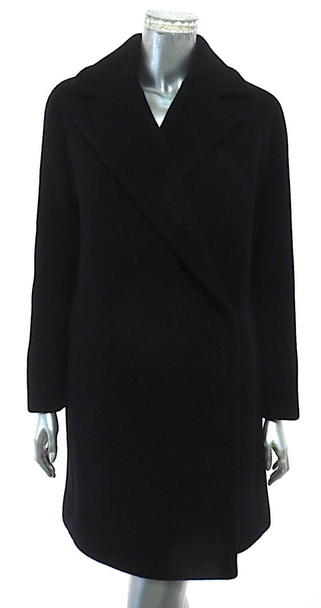 ☆二点落札で送料無料! 2A18 EPOCA エポカ 定価10万程 コート 40 クリーニング済 レディース M ウール 黒 ブラック アウター拍卖