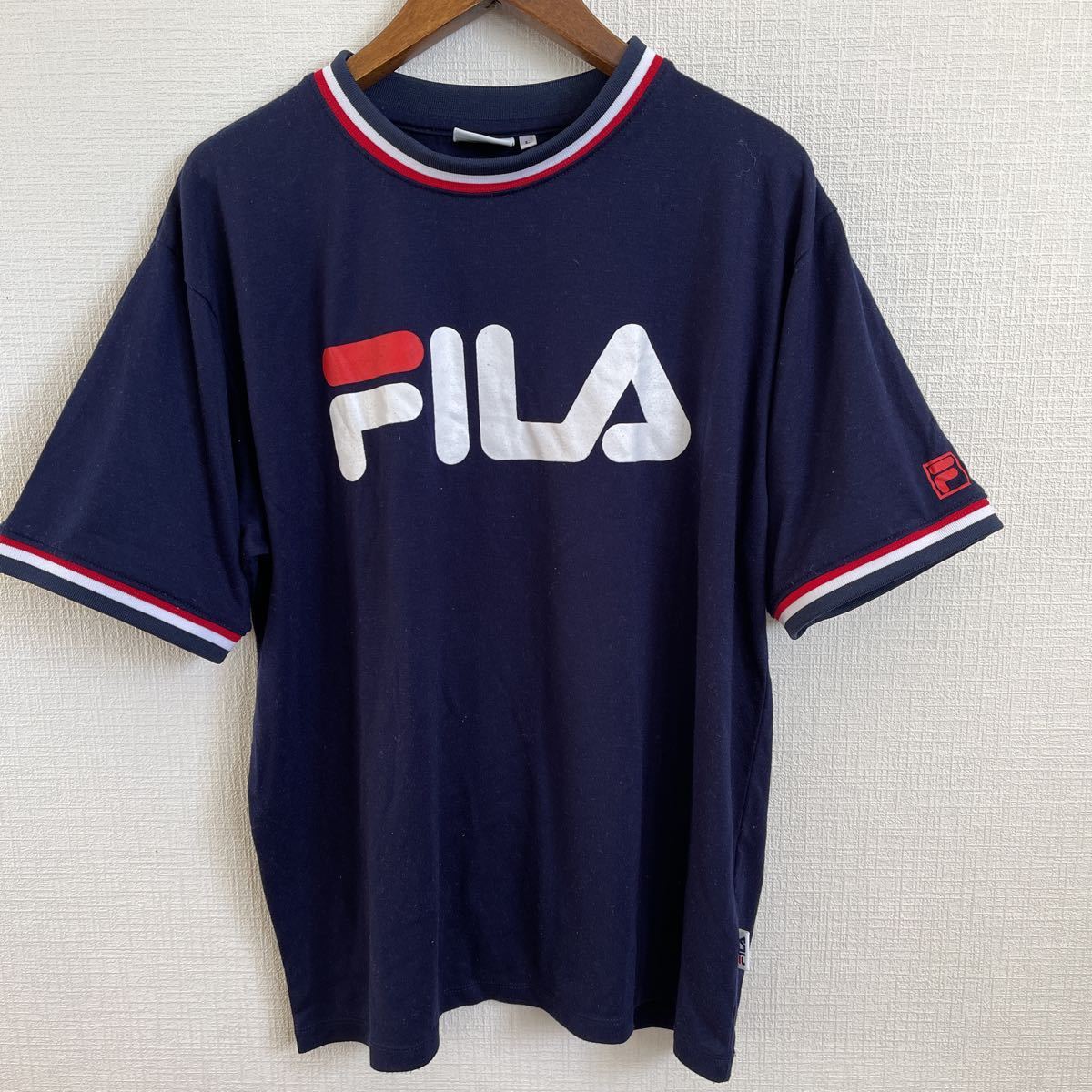 FILA フィラ カットソー 半袖Tシャツ フロントロゴTシャツ Lサイズ 紺拍卖