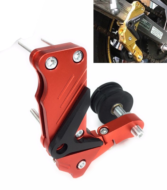 バイク カスタム CNC チェーンテンショナー 【 オレンジ 】 アルマイト加工 削り出し 調整式アルミ 汎用 スライダー チューニング ATV 拍卖