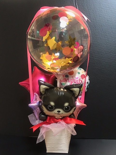 お祝い バルーン アレンジ チワワ キラキラ 気球 誕生日 入園 卒園 入学 卒業 お誕生日拍卖