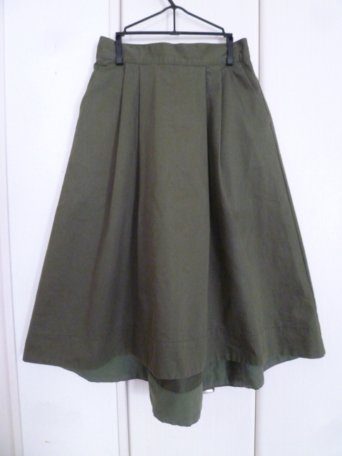 earth music&ecology/アースミュージック&エコロジー△深緑系前後アシンメトリーフレアーロングスカートF渋グリーンミモレ丈△SK224拍卖