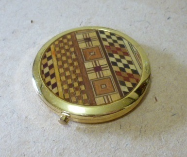 ξ 寄木細工 コンパクト ミラー ξ ケース 箱根寄木細工 寄木 木 象嵌拍卖