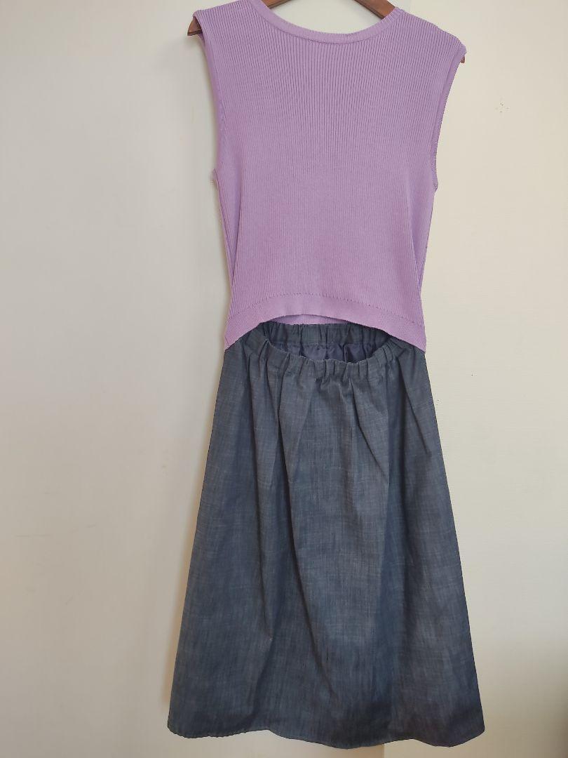 新品Bou Jeloud ニット×デニムドッキングワンピース定価26000 円+税拍卖