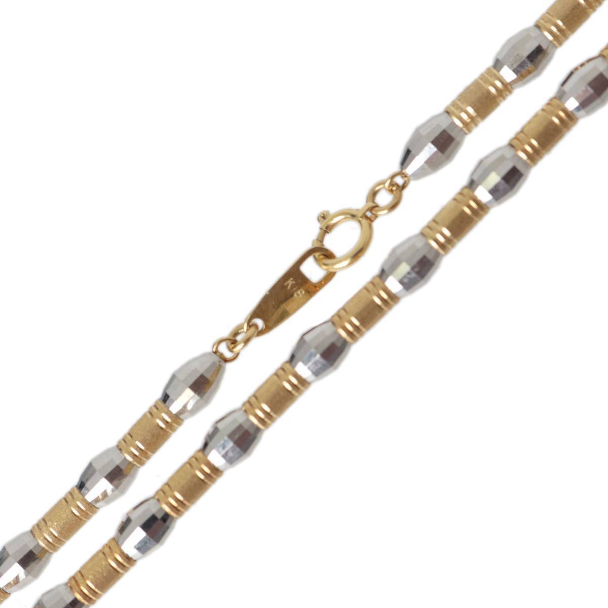 マット加工シリンダー ミラーボールシリンダー デザイン チェーンネックレス K18 18金 Pt850 首周り約65cm 約27.1g NT Bランク拍卖