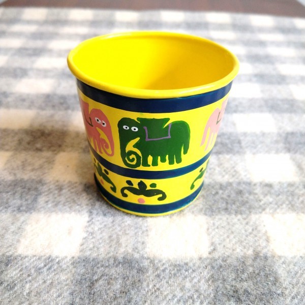 新品&即決◎小さなハンドペイントスチールカップ【イエロー】拍卖