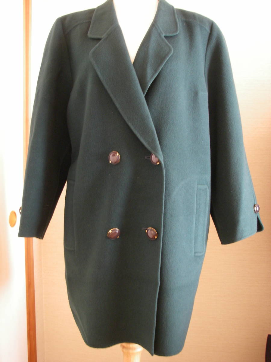 美品 レリアン ウール膝丈コート グリーン 13+拍卖