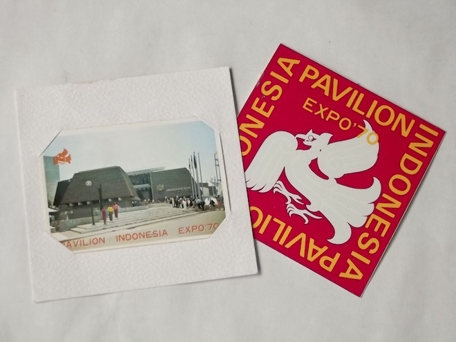 大阪万博 EXPO'70 ステッカー インドネシア館 2種 パビリオン 昭和 レトロ 記念品 シール マイナー 鳳凰 マーク 日本万国博覧会拍卖